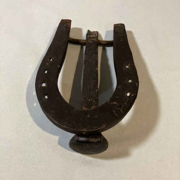 Western Horseshoe Door Knocker Cast Iron 6.5" Black Vintage - Picture 3 of 3